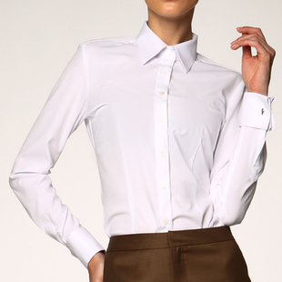 衬衫 2025新款 黑白法式 长袖 OL职业正 面试工作服上衣翻领衬衣中长款