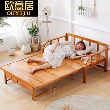 可折叠床竹床单人床沙发床两用实木竹子凉床双人午休午睡家用简易