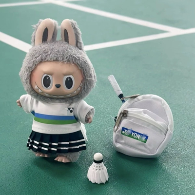 15cm17cm拉布布娃衣羽毛球女孩运动套装labubu马卡龙坐坐派对衣服