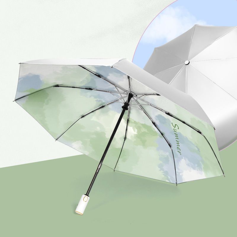 自动钛银三折晴雨伞银胶遮阳伞防晒防紫外线学生upf50+晴雨两用女