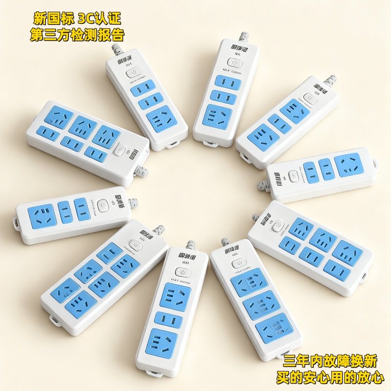 明珠港带保护门多功能插座带开关