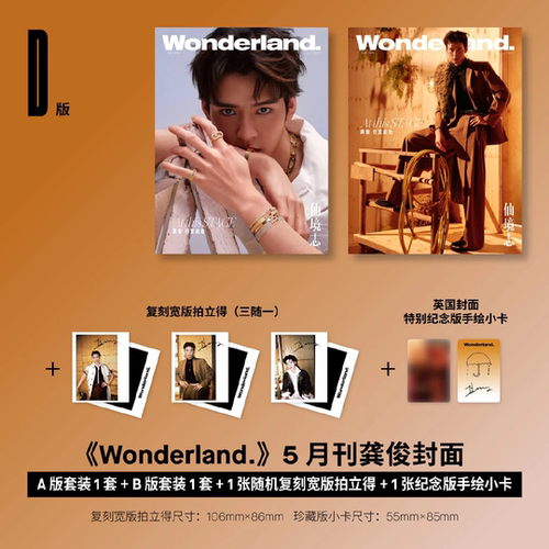 【共2本】Wonderland新视线杂志 2025年5月封面龚俊 内文：张新成 杨力维&杨舒予 张艺凡 明星时尚潮流期刊杂志