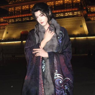【紫蛊】魏晋改良紫色交领大袖衫汉服秋冬款刺绣服男女同款套装