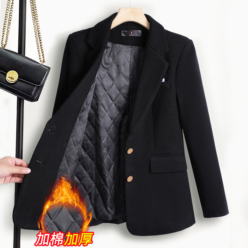 小个子女士毛呢西服 含羊毛秋冬季休闲西装外套女