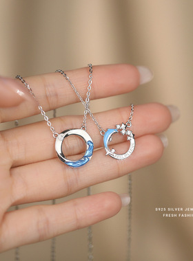 S925银海誓余生海豚锆石情侣项链