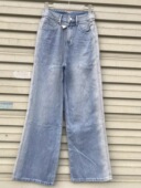 显瘦直筒拖地裤 六町家浅蓝阔腿牛仔裤 窄版 新款 女高腰无弹春季