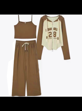 I爱家依家f新款秋季时尚三件套减龄百搭运动休闲套装女休闲裤