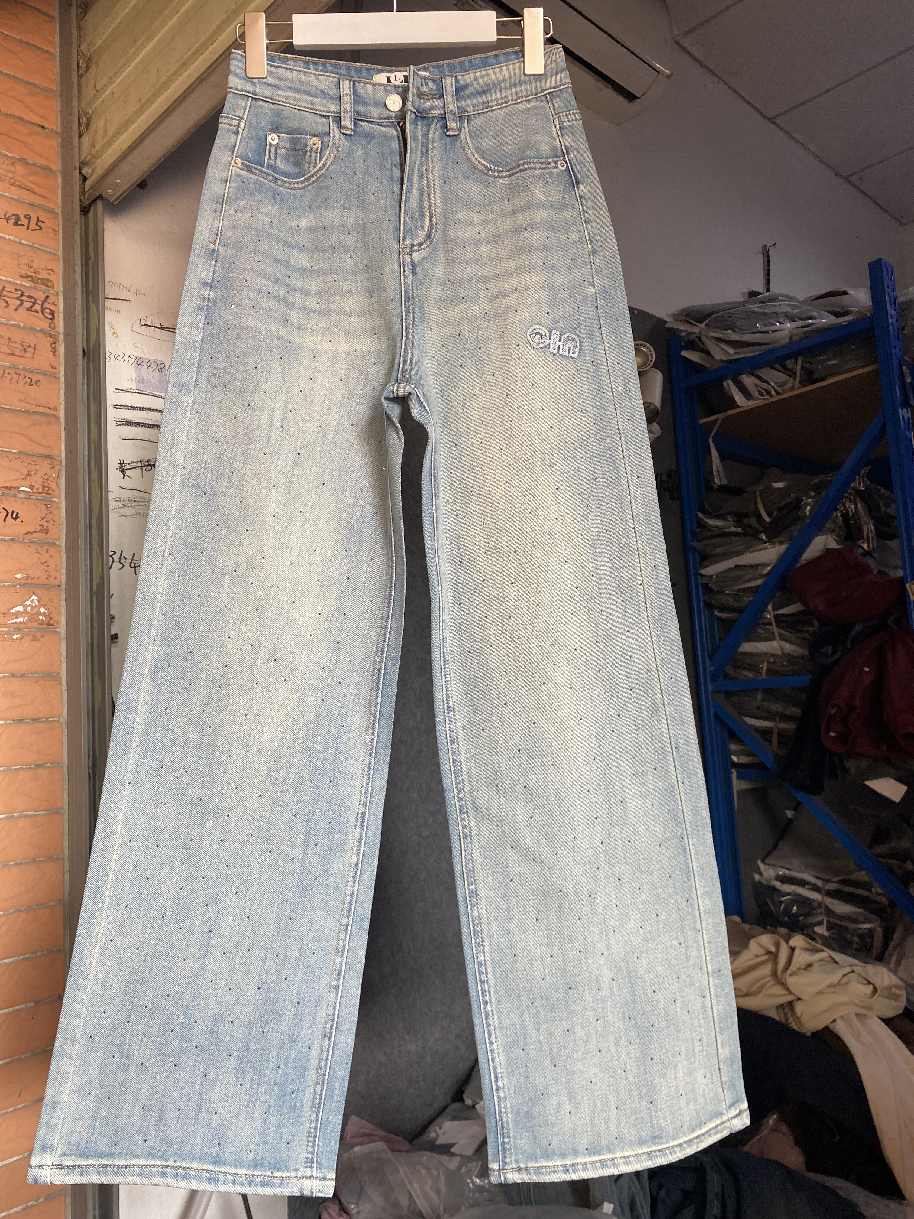 复古烫钻无弹春夏阔腿牛仔裤女高腰宽松休闲直筒拖地长裤,女装/女士精品,牛仔裤,淘宝优惠券,粉丝福利购,淘宝优惠卷