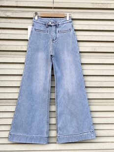 浅蓝微喇叭阔腿牛仔裤女2025冬季加绒弹力新款高腰显瘦直筒裤