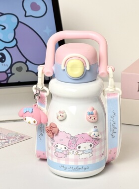 三丽鸥新款保温杯女生可爱吸管杯高颜值大学生316不锈钢双饮杯