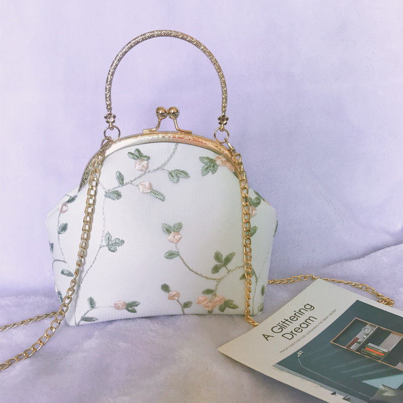 甜美淑女包复古蕾丝包ins超火链条包2020新款唯美汉服小挎包
