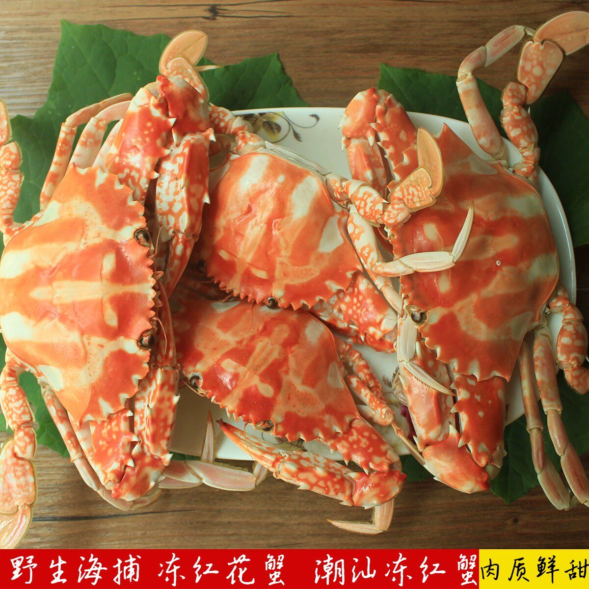 潮汕特产打冷菜 野生海捕红花蟹 新鲜活蒸冻红蟹冷藏真空包装