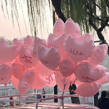 小红书粉色气球定制印字文案logo爱心少女心拍照打卡活动氦气球