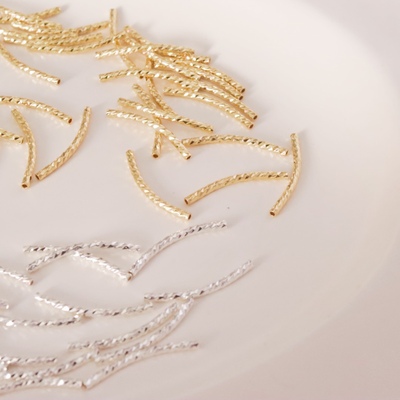 【批花弯管】18k包金银色保色螺纹弯管diy手工耳饰手链项链材料