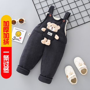加厚加绒男宝宝女宝宝冬季 子棉裤 宝宝裤 1岁2岁连体裤 婴儿背带裤