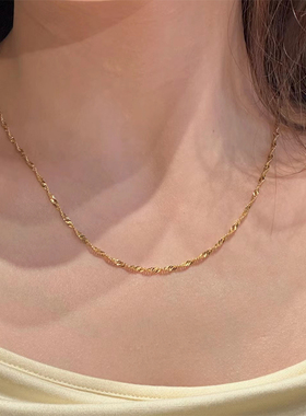 钛钢项链 精致水波纹项链女ins简约百搭素链单链锁骨链无吊坠配饰