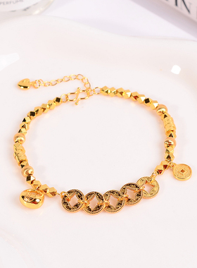 铜合金手链 新中式碎冰冰小方糖福包手链女高级感气质手串手饰品