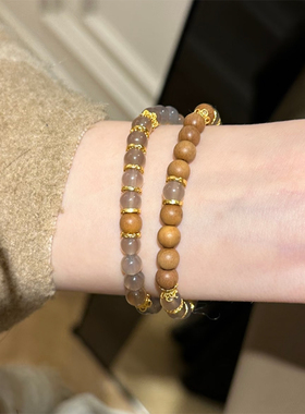 铜合金手链  “玉生烟”水墨画清冷灰盘缠隔片手链女新中式轻奢手