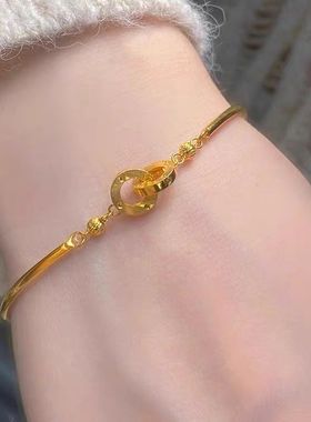 钛钢手链 环环相扣手链女轻奢高级感双环手镯新款半镯手饰不掉色