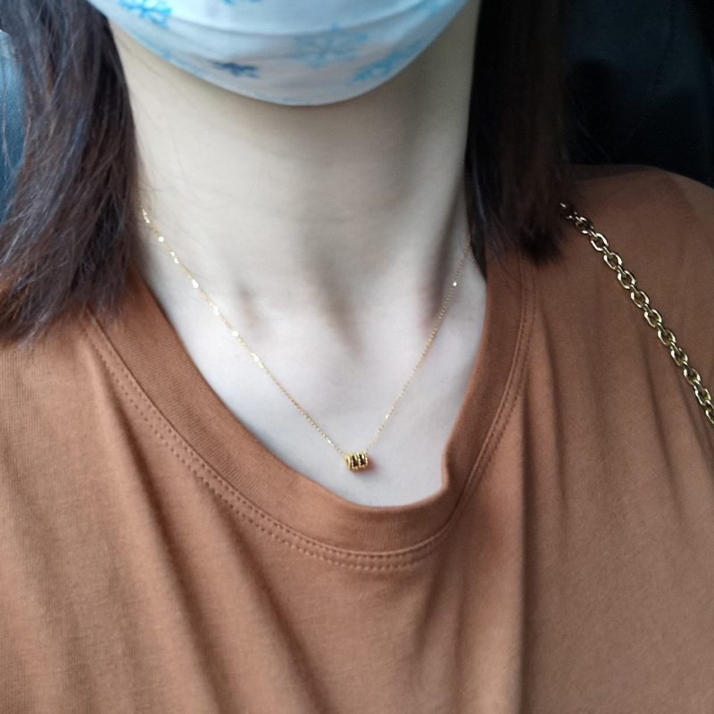 钛钢镀18k金小蛮腰项链女不掉色