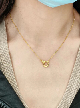钛钢项链 环环相扣项链女简约气质轻奢设计感双环锁骨链百搭配饰