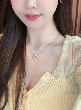 钛钢项链 百搭白色蝴蝶项链女轻奢高级感锁骨链夏季不褪色饰品