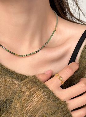 钛钢项链 薄荷曼波 高级感串珠彩色项链女时尚精致锁骨链不褪色