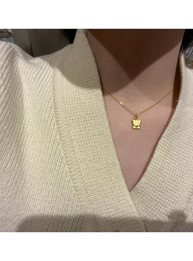钛钢项链 爱心小熊项链女可爱卡通不掉色锁骨链新款简约百搭配饰