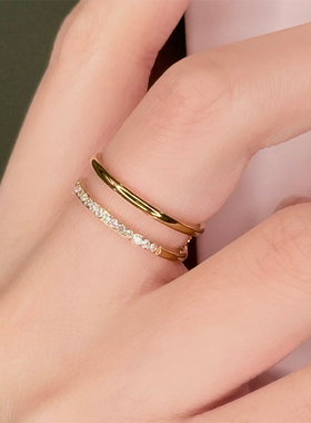 钛钢戒指 经典百搭双层戒指女轻奢小众设计精致食指戒气质手饰品