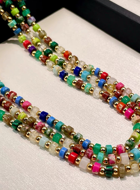 钛钢项链 彩色串珠项链女时尚小众ins百搭锁骨链叠戴复古气质饰品