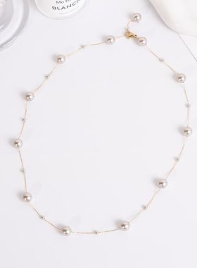 钛钢项链  满天星灰色珠子项链女不掉色锁骨链大气高级感颈链配饰