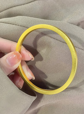 铜合金手镯 简约方形拉丝筷子手镯女素圈镯子轻奢手环小方镯首饰