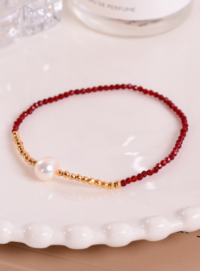 钛钢手链 红色蹦迪珠手链女小众设计感简约手串轻奢手饰品不褪色