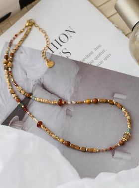 钛钢项链 新中式串珠项链女叠戴锁骨链轻奢高级感新品颈链不褪色