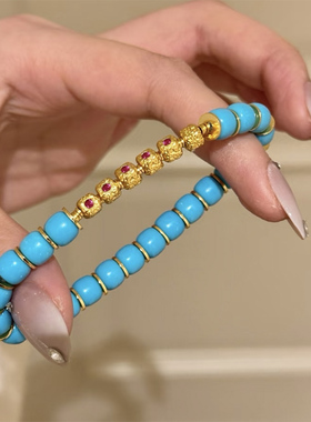 铜合金手链 绝美 新中式时尚轻奢蓝色手链女叠戴精致气质手串