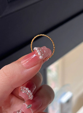 钛钢戒指 日韩叠戴简约车花极细闪亮戒指女不褪色百搭指环手饰品