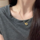 钛钢镀18K金罗马双环项链女小众轻奢环环相扣锁骨链不掉色装 饰品