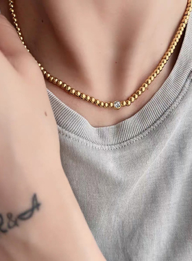 钛钢项链 ins小众百搭串珠项链女简约高级感轻奢锁骨链秋冬颈链