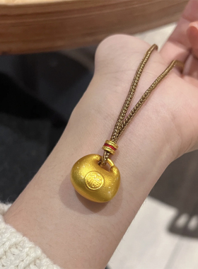 铜合金布艺项链  金色小胖福项链女时尚编织绳毛衣链轻奢百搭配饰