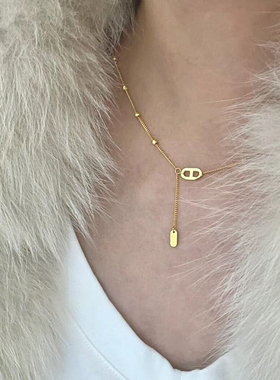 钛钢项链 轻奢简约猪鼻子项链女小众高级感不掉色细锁骨链百搭
