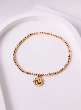 钛钢手链 蹦迪珠福牌手链女星河闪亮手环百搭不掉色时尚手饰品