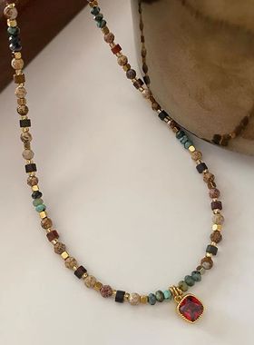 钛钢项链 新中式气质串珠项链女一年四季都可搭配锁骨链复古颈链