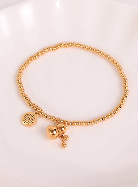 钛钢手链 金色葫芦福牌手链女百搭气质手串小众设计感轻奢手饰