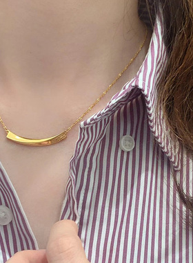 镀18K金LOVE微笑项链女不掉色