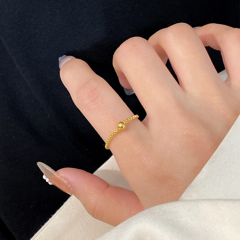 钛钢戒指 转运珠戒指女小众设计编绳链条高级感指环百搭简约