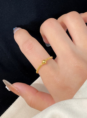 钛钢戒指 转运珠戒指女小众设计编绳链条高级感指环百搭简约