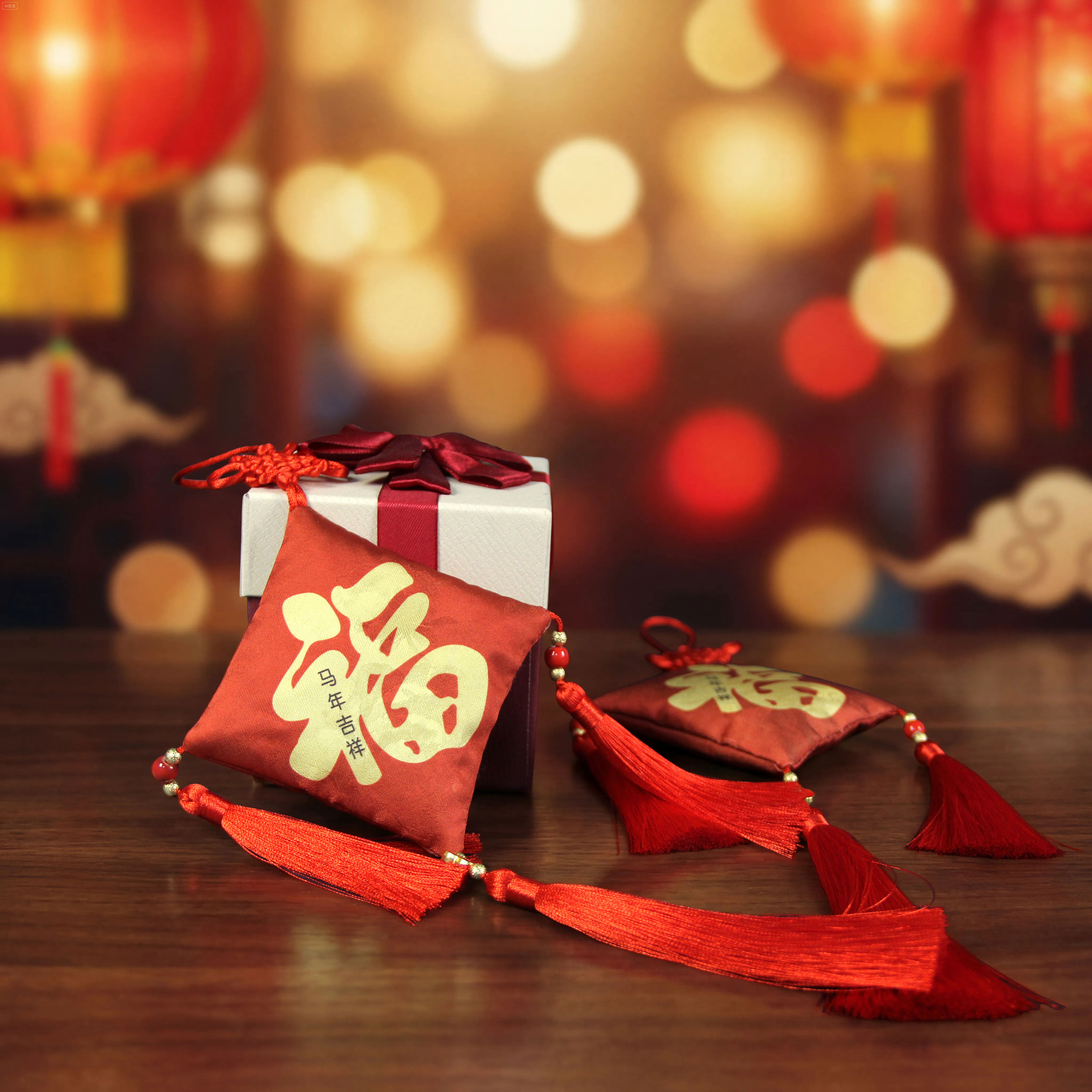 新年天然双面香囊成品马年吉祥年会活动香薰香包挂件装饰品礼物图片