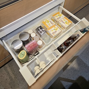 百隆倾易抽日本大一多倾斜拉篮轻松抽厨房抽屉收纳拉篮双层碗碟