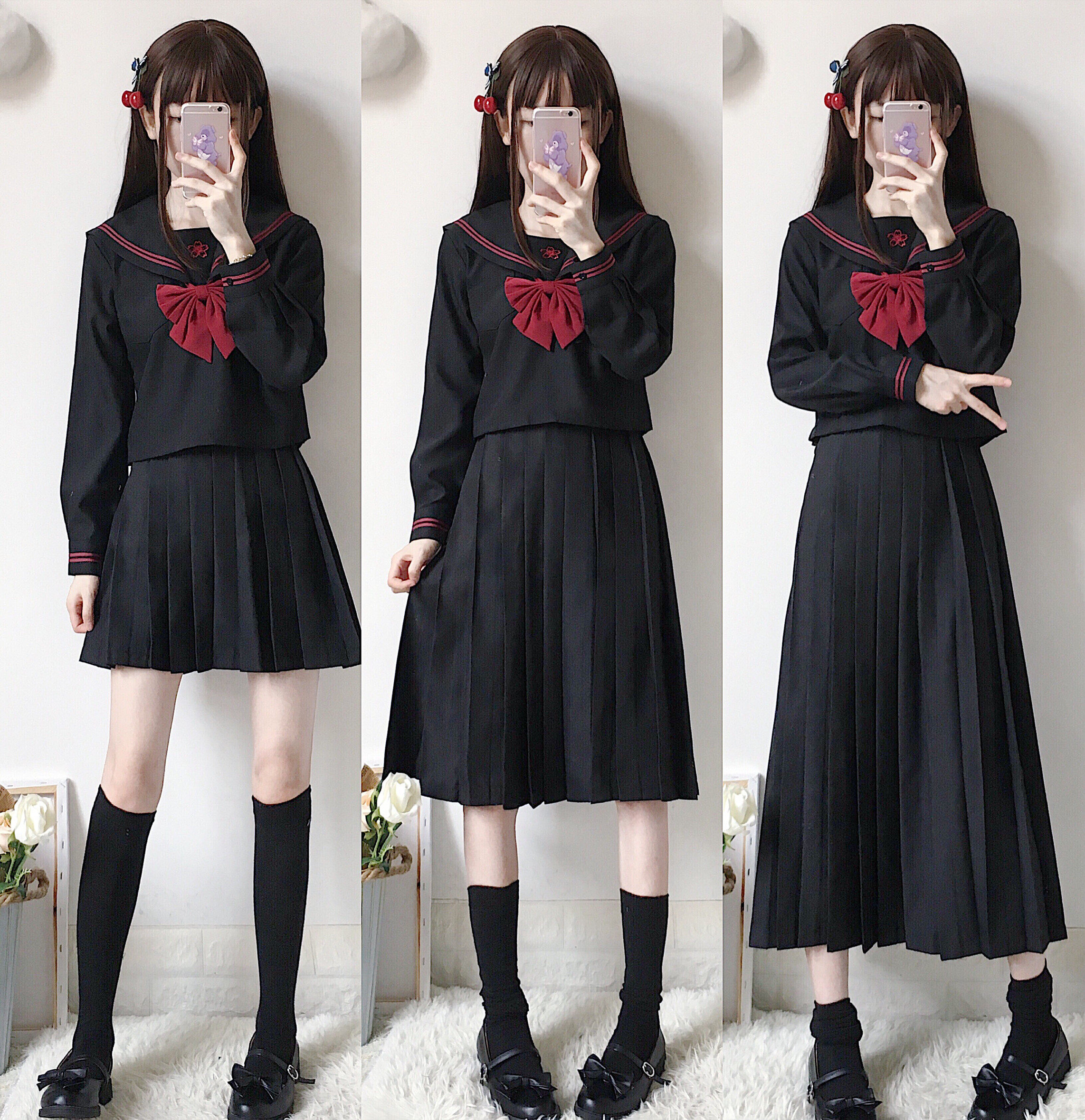 日本正统暗黑jk制服学生校班服不良长裙80cm水手服长短袖套装女秋