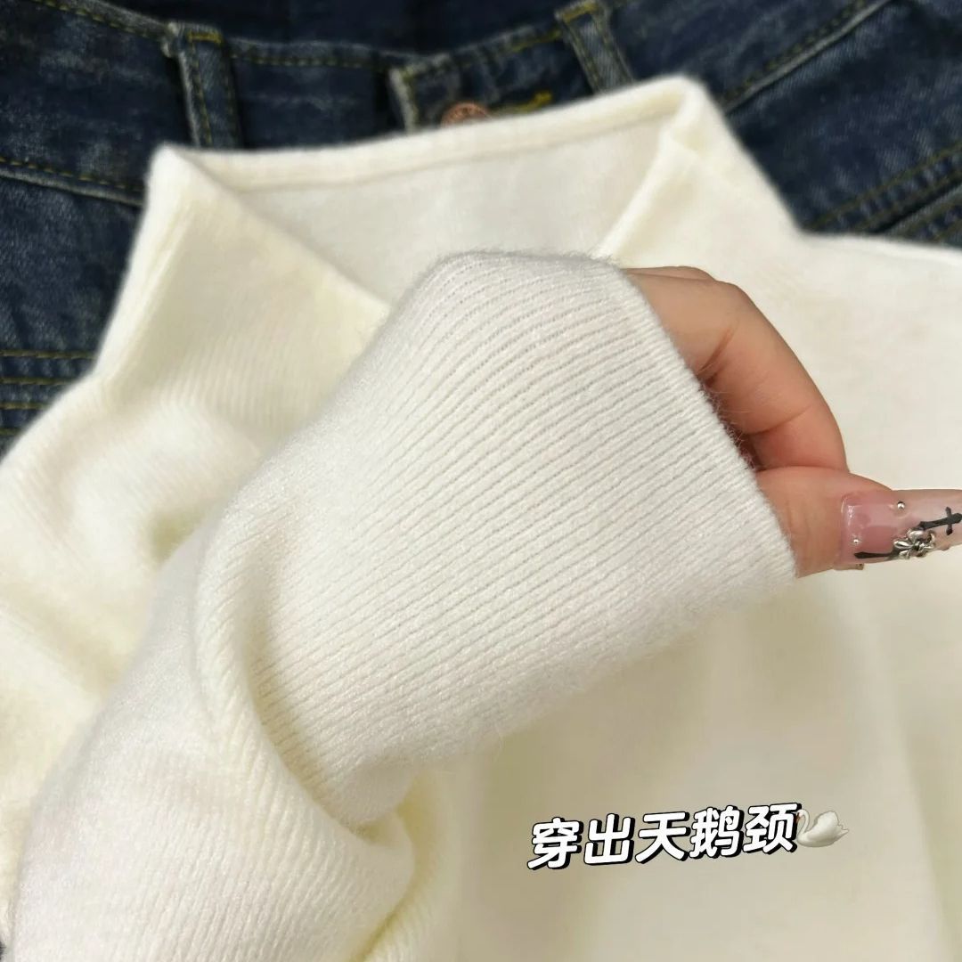 小立领长袖针织衫修身毛衣打底女